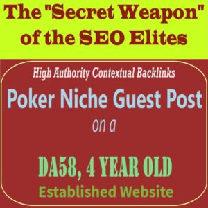 Premium SEO Guest Post on my DA50+ Poker Blog with Dofollow backlink